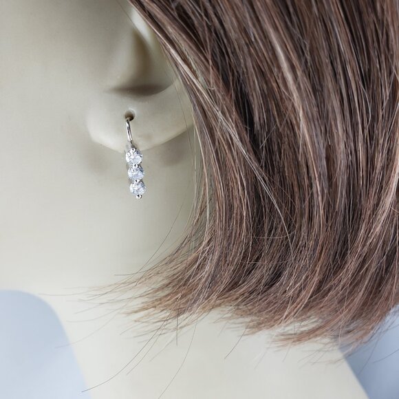 14 Karat White Gold Graduated Diamond Earrings #19234 - Picture 7 of 7